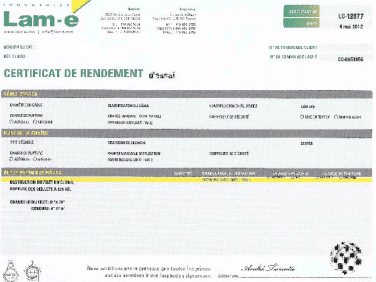Performance certificate - Filet Sécure